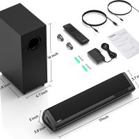 Saiyin Sound Bars for TV with Subwoofer, 2.1 Deep Bass Small Soundbar Monitor Speaker Home Theater Surround System PC Gaming Bluetooth/AUX/Optical Connection, Wall Mountable 17-inch - Image 7