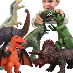 6 Piece Jumbo Dinosaur Toys for Kids 3-5 and Toddlers, Large Soft Dinosaur Toys for Lovers - Perfect Party Favors, Birthday Gifts