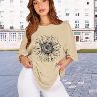 Womens Oversized Tshirt Graphic Tees Crew Neck Summer Short Sleeve Loose Fit Tops - Image 6