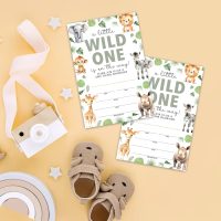 Safari Animals Baby Shower Invitations - A Little Wild One Is On The Way - 15 Invites With Envelopes For Gender Reveal, Gender Neutral Invitations - A66 - Image 3