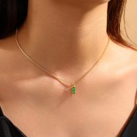 Gold Necklaces for Women 14K Gold Plated Emerald Birthstone Dainty 12 Months Cubic Zirconia Pendant with Adajustable Link Personlalized Birthday Gifts for Women Trendy Jewelry - Image 7