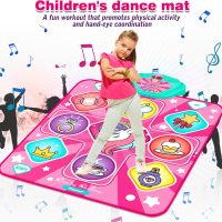 Unicorn Dance Mat, Dance Mixer Rhythm Step Play Mat, Pink Dance Pad with LED Lights, Adjustable Volume, Built-in Music, 5 Game Modes, Xmas B-Day Gifts for 3-12 Years Old Girls Toys - Image 6