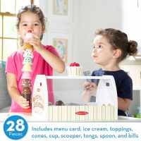 Melissa & Doug Wooden Scoop and Serve Ice Cream Counter (28 pcs) - Play Food and Accessories - Image 2