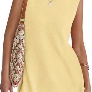 NENONA Women's Summer Sleeveless Sweater Lounge Sets Casual Loose Fit Tunic Tops and Shorts 2 Piece Vacation Outfits