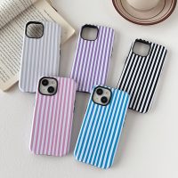Compatible with iPhone 13/14 Case Cute Aesthetic Striped Phone Case for Women Girl Shockproof Slim TPU and Hard PC Protective Cover (Pink) - Image 2
