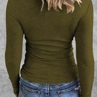 Zeagoo Womens Long Sleeve Stretch Crewneck Ribbed T-Shirt Slim Fit Casual Basic Tops S-XXL - Image 4