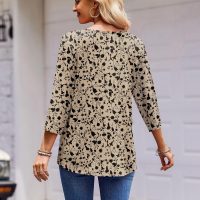 Zeagoo 3/4 Length Sleeve Womens Tops Round Neck Casual Summer Tunic Tops Basic Tees Blouses Dressy T-Shirts Pleated Shirts - Image 6