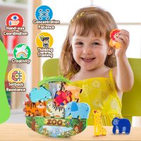 Animals Montessori Toddler Toys 3 4 5 6 7 8 Year Old Boys Girls Wooden Animal Blocks Stacking Toy Kids Birthday Gifts for Boy Girl Age 3-7 Educational Toys Fine Motor Balance Game - Image 3