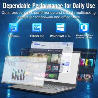 2025 Laptop Computer 15 15.6 Inch FHD, Windows 11 Pro with MS Office for School College Students Business, 8GB RAM, 256GB SSD, Dual-Core Intel Celeron(Up to 2.6GHz), Wi-Fi, Bluetooth, USB 3.2, Gray - Image 4