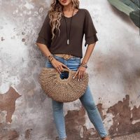 Womens Top Ruffle Sleeve Blouses V Neck T Shirts Casual Outfit Bell Sleeve Tee Spring Fall Summer Fashion Clothes Cute Tunic - Image 6