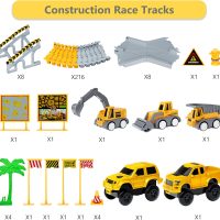 Kids Toys 253 PCS Construction Race Tracks Toy for 3 4 5 6 7 8 Year Old Boys Girls, 5 PCS Construction Truck Car and Flexible Track Play Set Create A Engineering Road Games Toddler Toys Birthday Gifts - Image 2