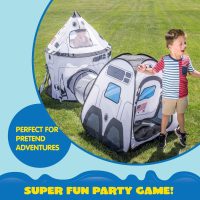 JOYIN White Rocket Ship Pop up Play Tent with Tunnel and Playhouse Kids Indoor Outdoor Spaceship Tent Set - Image 5