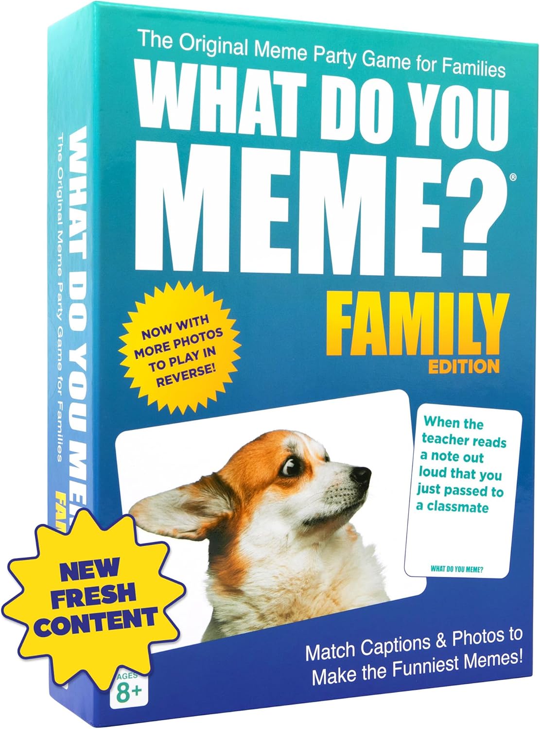WHAT DO YOU MEME? Family Edition by Relatable, Now with Refreshed Content – Kids Games 8+, Family Games for Kids and Adults, The TikTok Viral Sensation, Includes 300 Caption Cards, 108 Photo Cards
