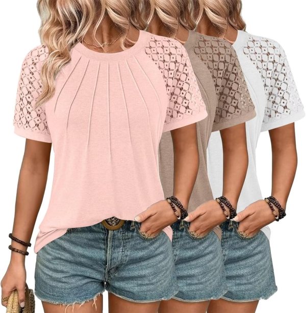 3 Pack Women's Clothing Summer Tops Blouses Dressy Casual T Shirts, Short Sleeve Clothes 2025 Trendy Outfits