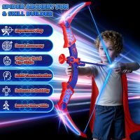 Spider Toys for Boys Age 3-4 4-6 6-8 8-12, Kids Toy BowArrow Shooting Set with Red & Blue LED Lights, Spider Quiver & Web Target, 8 Suction Cup Arrows, Toys Gifts for 3 4 5 6 7 8 9 10 12 Year Old Boys - Image 2
