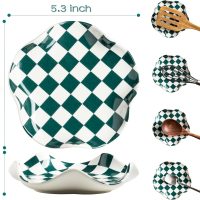 Checkered Spoon Rest for Kitchen Counter, Cooking Spoon Holder for Stove Top, Large Utensil Spatula Rest Tray, Cute Kitchen Gadgets Gift for Housewarmings Weddings - Image 2