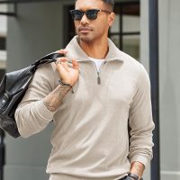 COOFANDY Men's Quarter Zip Up Pullover Mock Neck Long Sleeve Sweater Casual Corduroy Polo Sweatshirt - Image 2