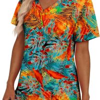 Alaroo Womens Summer Tops 2025 V Neck Short Sleeve Shirts Trendy Dressy Casual Vacation Outfits Printed - Image 3