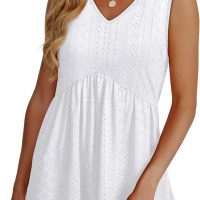 OFEEFAN Womens Tank Tops 2025 Flowy Peplum Tops for Women Dressy Sleeveless V Neck Babydoll Tank Tops - Image 2
