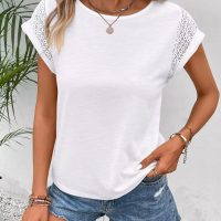 Bliwov Womens Tops Lace Cap Sleeve T Shirts Casual Trendy Cute Summer Spring Outfits Plus Size Beach Vacation Fashion Clothes - Image 3