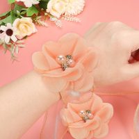 2" Chiffon Flowers, 10Pcs Fabric Flowers Sewing Appliques Embellishments with Rhinestone Pearl for DIY Crafts Wedding Headbands Party Decoration, Yellow - Image 4