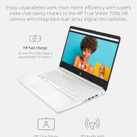HP 14 Laptop, Intel Celeron N4020, 4 GB RAM, 64 GB Storage, 14-inch Micro-edge HD Display, Windows 11 Home, Thin & Portable, 4K Graphics, One Year of Microsoft 365 (14-dq0040nr, Snowflake White) - Image 6