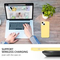 GUAGUA Compatible with iPhone 13 Case 6.1 Inch Liquid Silicone Soft Gel Rubber Slim Thin Microfiber Lining Cushion Texture Cover Shockproof Protective Phone Case for iPhone 13, Yellow - Image 6