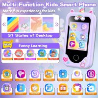 Kids Smart Phone for Girls, Christmas Birthday Gifts for Girls Age 3-10 Kids Toys Cell Phone, 2.8" Touchscreen Toddler Learning Play Toy Phone with Dual Camera, Game, Music Player, 8GB Card Purple - Image 2