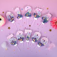 Birthday Candles, Pink and Purple Number 8 Candles Decorated with Conchs Starfish and Pearls for Mermaid Theme Party Cake Topper Supplies (Number 8) - Image 6