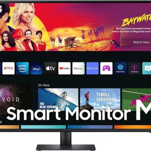 SAMSUNG 43" M70B Series 4K UHD USB-C Smart Monitor & Streaming TV, 4ms, 60Hz, HDR10, Wireless Display, Gaming and IoT Hubs, Alexa Built-in, 2022, LS43BM702UNXZA, Black