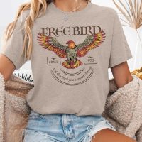 MAPICK Women Vintage Free Bird Graphic T-Shirts Band Music Tees Short Sleeve Tee Tops Country Concert Clothing - Image 4