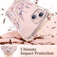 GVIEWIN Designed for iPhone 13 Case 6.1 Inch, with Tempered Glass Screen Protector + Camera Lens Protector Clear Flower Soft & Flexible Shockproof Floral Women Phone Cover (Floratopia/Colorful) - Image 4