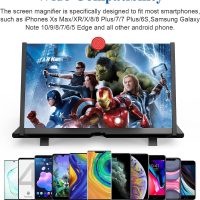 12" Screen Magnifier,3D HD Mobile Phone Magnifier Projector Screen Enlarger for Movies, Videos, and Gaming,Foldable Cell Phone Stand with Screen Amplifier,Supports All Smartphones (Black, 12inch) - Image 4