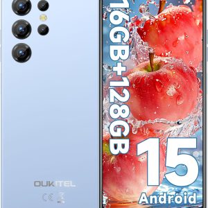 OUKITEL C1 Android 15 Cell Phone Unlocked 2025-16GB+128GB(TF 1TB), 6.52'' Waterdrop Screen, 5150mAh Battery Smartphone, 13MP Camera Octa Core, 4G Triple SIM, Fingerprint/3.5mm Jack/GPS,Blue