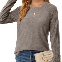 Saloogoe Tunic Sweatshirts for Women Crewneck Lightweight Sweaters Raglan Long Sleeve Shirts Fall Fashion Tops 2024 - Image 3
