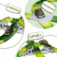 Dinosaur Toys, 252 PCS Create A Dinosaur World Road Race Tracks, Flexible Track Playset, 2pcs Dinosaur Car for 3 4 5 6 Year Old Boys Girls Birthday Party Favor Gift - Image 4