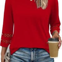 XIEERDUO 3/4 Length Sleeve Womens Tops and Blouses Dressy Casual Crewneck T Shirts Fashion Clothes Loose Fit Trendy - Image 2