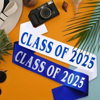Class of 2025 Sash, White Finally Graduated Sash with Foil Royal Blue Letters Cheerleader Senior 2025 Sash for Graduation Party Supplies - Image 5