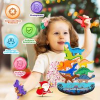 Dinosaur Toys for Kids 3-5: Wooden Stacking Montessori Toys for 3 4 5 6 7 8 Year Old Boys Girls Balance Competition Game for Family Birthday Gifts for Kids Ages 4-8 (Classic Version) - Image 2