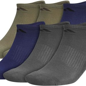 adidas Men's Athletic Cushioned Socks, 6-Pack No Show with Arch Support