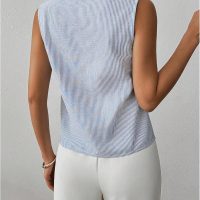 SOLY HUX Women's Work Outfits V Neck Sleeveless Blouses Summer Casual Tank Tops Business Office Dressy Striped Shirts - Image 2