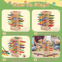 Montessori Game Wooden Board Game, 42 Colorful Wooden Sticks Dice Game Math Educational Toys for 3 4 5 6 Years Old, Fine Motor Skills Toys & Counting Toy Family Game Travel Toys Gifts for Kids - Image 3