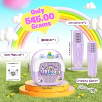 Mini Karaoke Machine for Kids Girls: Unicorn Portable Bluetooth Speakers with 2 Wireless Mic Toys for Girls Age 4-6 7 8 9 Years Old Girl Gifts Birthday Gifts for 5 6 7 8 9 10 11 Years Teens Purple - Image 7