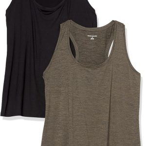 Amazon Essentials Women's Active Quick Dry Tech Stretch Racerback Tank Top (Available in Plus Size), Multipacks