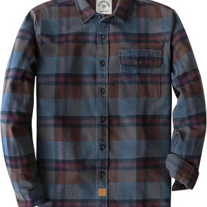 Dubinik®Mens Flannel Shirts Long Sleeve Flannel Shirt for Men Warm Casual Soft Cotton Button Down Plaid Mens Flannel Shirt