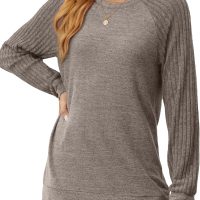 Saloogoe Tunic Sweatshirts for Women Crewneck Lightweight Sweaters Raglan Long Sleeve Shirts Fall Fashion Tops 2024 - Image 2