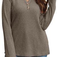 SAMPEEL Womens Sweaters Lightweight Long Sleeve Shirts V Neck Tops with Button Fall Outfits 2025 - Image 5