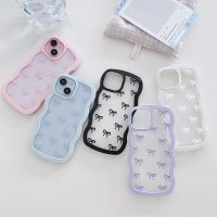 QLTYPRI Bow Case for iPhone 13/iPhone 14, Clear Cute Ribbon Bow Phone Case Curly Wavy Aesthetic Phone Case, Slim Soft Transparent Shockproof Protective Cover for Women Girls - Pink - Image 7