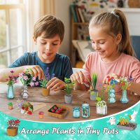 Make It Miniature Botanicals Kit - Mini Plants Collectibles with Flowers, Bouquets, Bonsai, Succulent, Garden, Wooden Display Stand - DIY Crafts Toy Gifts for Kids 6+, Collectors, Decoration - Image 3