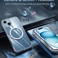 FNTCASE for iPhone 15 Case: for iPhone 14 & iPhone 13 Case | iPhone 16e Case Support Magnetic Charging Military Grade Drop Protection Anti Yellowing | Rugged Shockproof Phone Cover - 6.1 inch (Clear) - Image 6